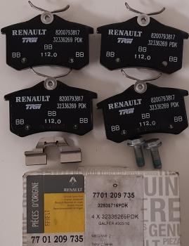 Bremsbelagsatz Hinterachse Renault 7701209735