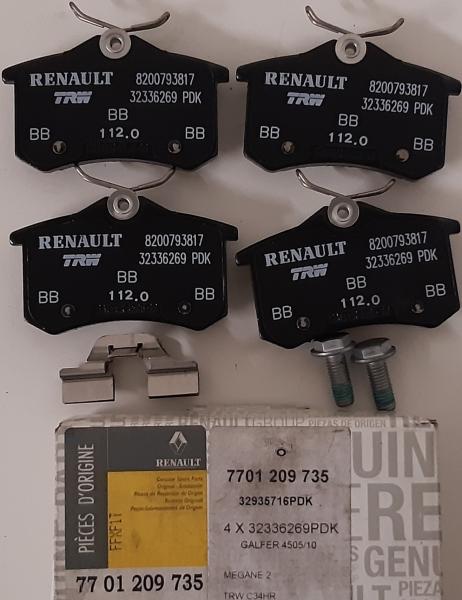Bremsbelagsatz Hinterachse Renault 7701209735