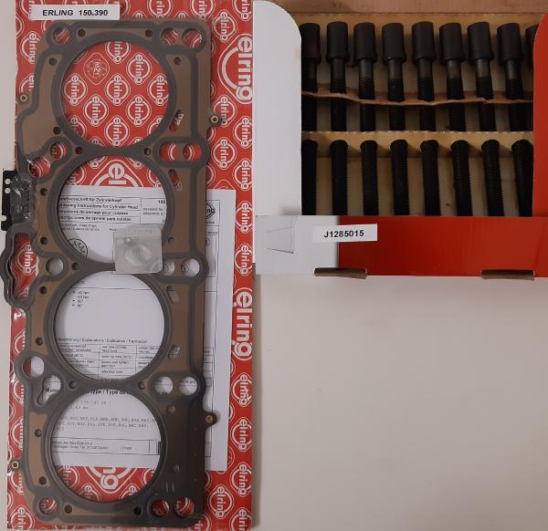 Dichtung, Zylinderkopf Elring 150.390 + Zylinderkopfschraubensatz Jakoparts J1285015 - VW 2,0 TDI