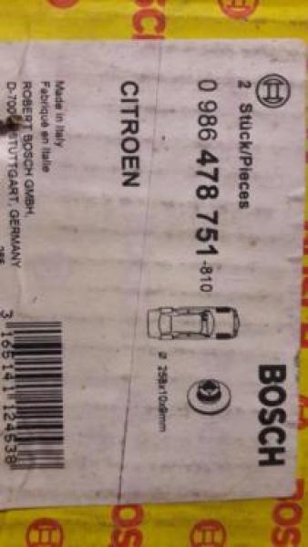 2 x Bosch 0986478751 Bremsscheiben Vorne Citroen AX 1,4 NEU!